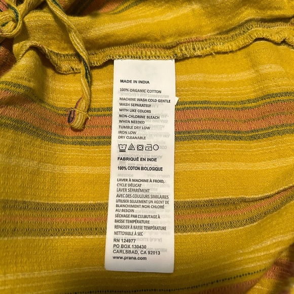 Prana NWT Little Palm Cami gold with stripes and drawstring at hem size XS - Picture 7 of 8